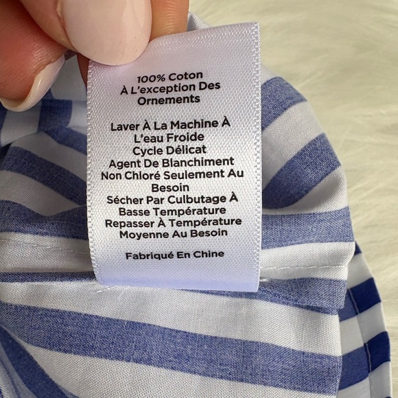 TALBOTS Sailboat Stripe Scalloped Square neck top - Medium Petite - Picture 6 of 8